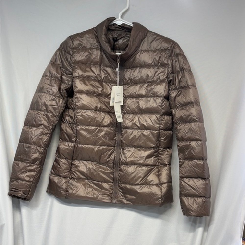 KAXIMEI coffee full zip up packable  Puffer Jacket coat M